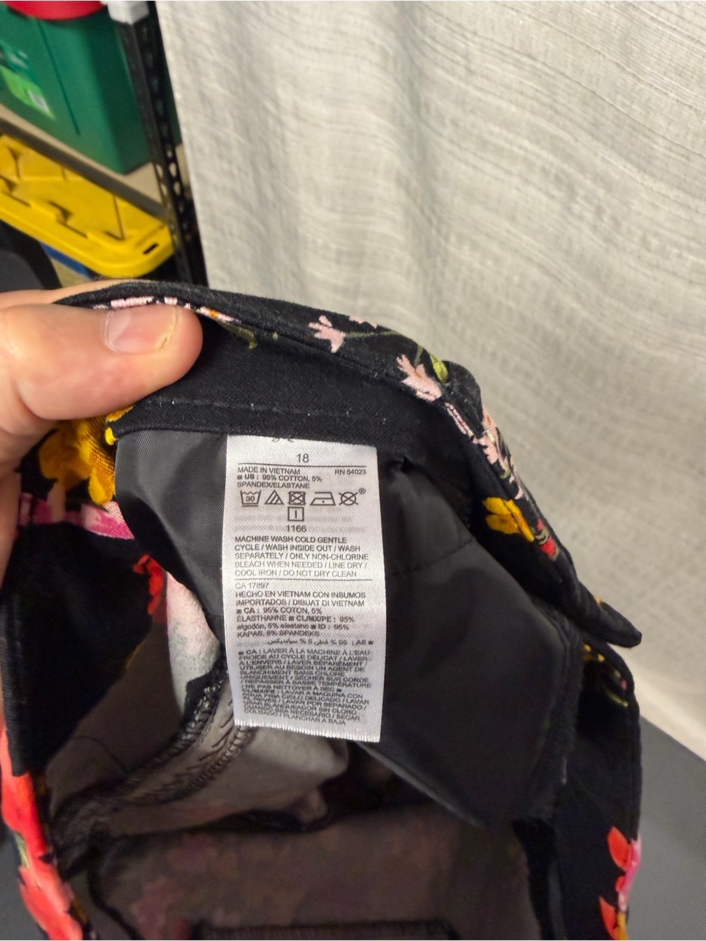 Old Navy Black Floral Capris with Pink, Red & Yellow Blooms - Picture 3 of 7
